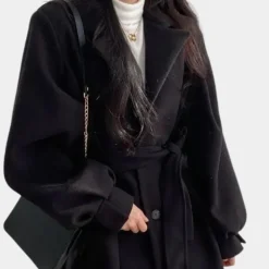 Jassen Dames*Stijlvolle damesjas met pofmouwen en riem - Perfect voor de Lente en Zomer