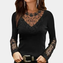 Blazers & Blouses Dames*Stijlvolle kanten damesblouse voor de zomer