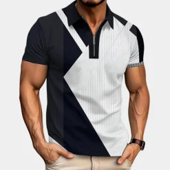 Shirts Heren*Stijlvolle zomerpolo met kleurblok voor heren