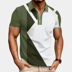 Shirts Heren*Stijlvolle zomerpolo met kleurblok voor heren