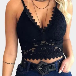 Topjes & Shirts Dames*Stijlvolle zomerse gebloemde kanten damestop