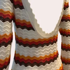 Jurken & Jumpsuits Dames*Stijlvolle zomerse gebreide jurk met strepen voor dames Oranje