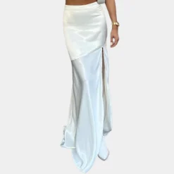 Broeken & Rokken Dames*Stijlvolle zomerse maxirok voor dames met split Wit