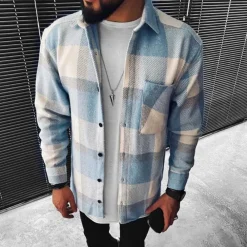 Shirts Heren*Takis - Heren trendy shirt met lange mouwen voor de zomer Lichtblauw