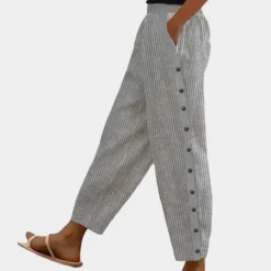 Broeken & Rokken Dames*Tania - Stijlvolle Chique gestreepte damesbroek voor de Zomer