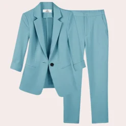 Sets Dames*Teresa - Verfijnde dames blazer en broek set voor de zomer
