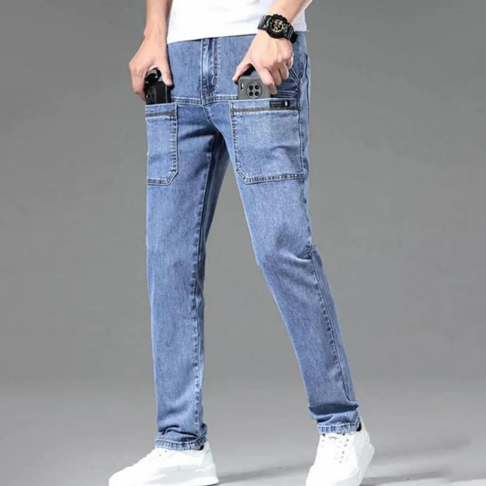 Broeken Heren*TIBOR - Multi-pocket zomerjeans voor mannen