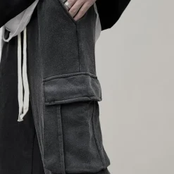 Broeken Heren*Tjalfe - Corduroy cargo broek met trekkoord voor de zomer Zwart