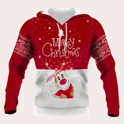 Jassen Heren*TOBIE - Trendy Kerstmis Hoodie voor Heren Rood