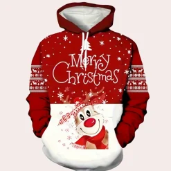 Jassen Heren*TOBIE - Trendy Kerstmis Hoodie voor Heren Rood