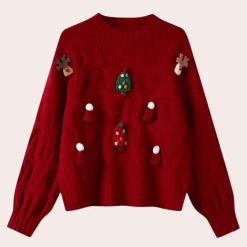 Truien & Vesten Dames*TORI - Trendy Kersttrui voor Dames Rood
