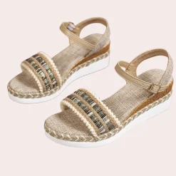 Damesschoenen*Trendy zomerse damessandalen met sleehak voor zonnige dagen Bruin