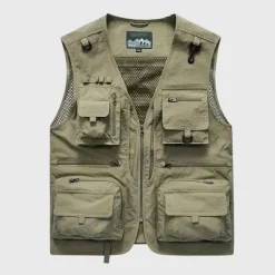 Jassen Heren*Troels - Ademend cargo herenvest met meerdere zakken voor de zomer