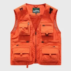 Jassen Heren*Troels - Ademend cargo herenvest met meerdere zakken voor de zomer