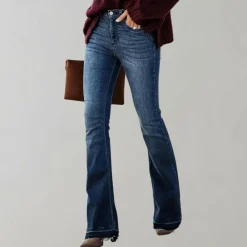 Broeken & Rokken Dames*Tuuli - Luchtige casual uitlopende zomerbroek Diepblauw