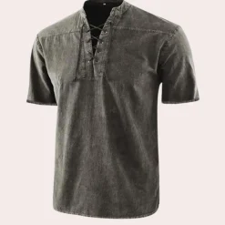 Shirts Heren*Urban - Stijlvol V-hals shirt met veters voor heren - Zomerse Editie