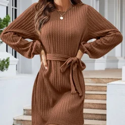 Jurken & Jumpsuits Dames*Vassiliki - Elegant Geribd Gebreid Zomer Mini Jurkje