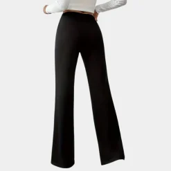 Broeken & Rokken Dames*Venezia - Luchtige casual uitlopende damesbroek voor de zomer Zwart