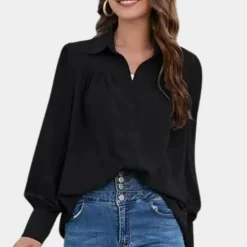 Blazers & Blouses Dames*Vera - Geplooide damesblouse met lange mouwen voor de zomer