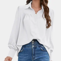 Blazers & Blouses Dames*Vera - Geplooide damesblouse met lange mouwen voor de zomer