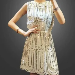 Jurken & Jumpsuits Dames*Veronica - Glamoureuze pailletten zomer mini jurk voor dames