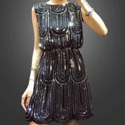 Jurken & Jumpsuits Dames*Veronica - Glamoureuze pailletten zomer mini jurk voor dames