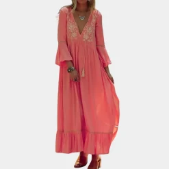 Jurken & Jumpsuits Dames*Veronica - Luchtige zomerse damesjurk met v-hals