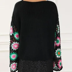 Truien & Vesten Dames*VICTORIA - Geraffineerd Zomerse Bloementrui voor Dames Zwart