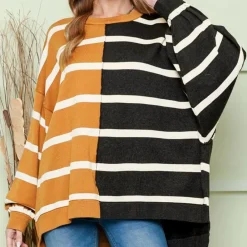 Truien & Vesten Dames*VICTORIA - Luchtige Gestreepte Casual Zomertrui voor Dames Zwart bruin