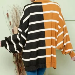 Truien & Vesten Dames*VICTORIA - Luchtige Gestreepte Casual Zomertrui voor Dames Zwart bruin