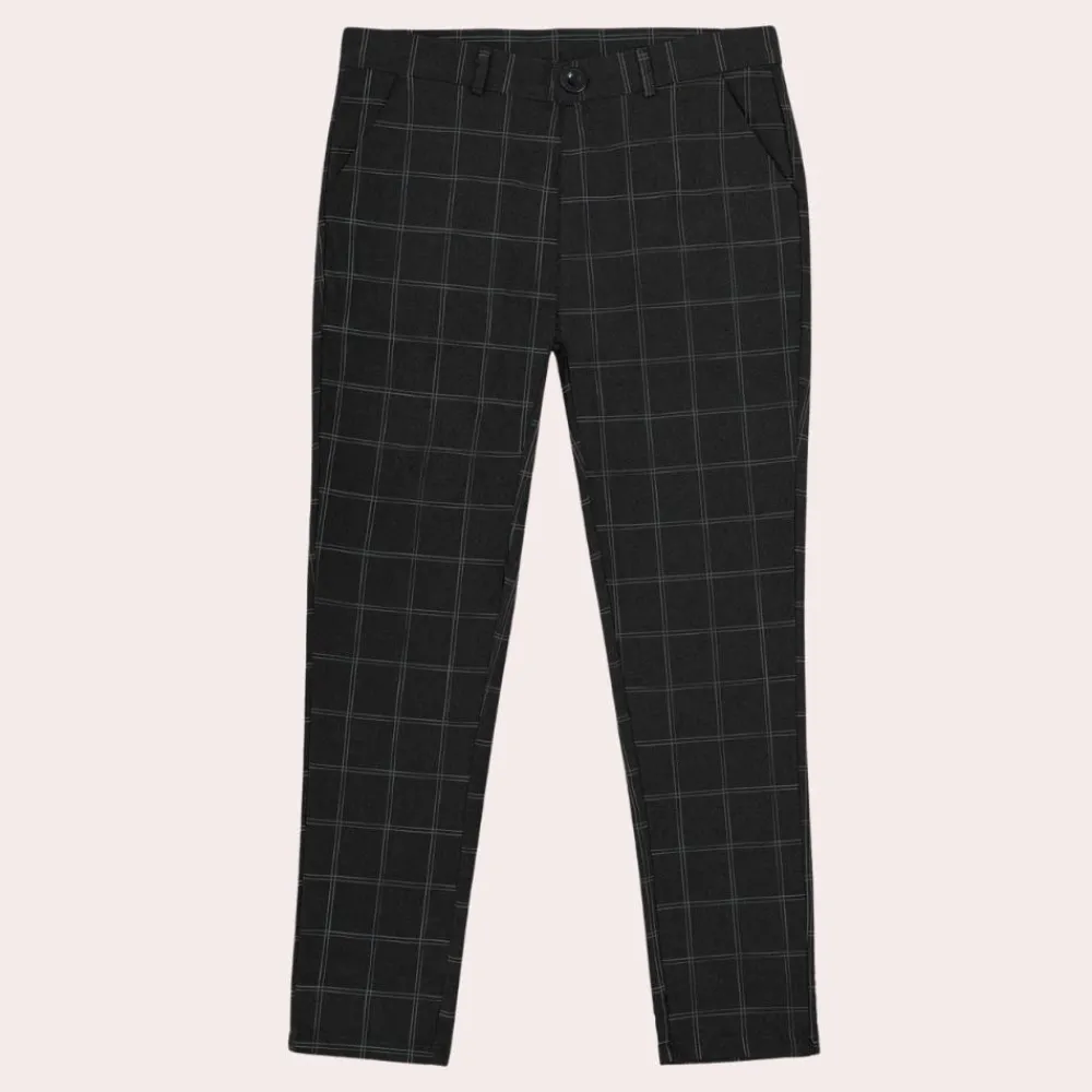 Broeken Heren*Viktor - Zomerse Vintage Geruite Herenbroek Zwart