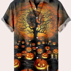 Shirts Heren*Vilmos - Zomerse Halloween T-Shirt voor Mannen Oranje zwart
