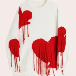 Truien & Vesten Dames*VIRGINIA - Elegante Zomerse Trui voor Dames Wit Rood