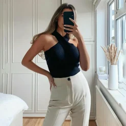 Topjes & Shirts Dames*WAVERLY - Elegante zomertop met gekruiste band Zwart