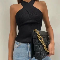 Topjes & Shirts Dames*WAVERLY - Elegante zomertop met gekruiste band Zwart