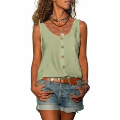 Topjes & Shirts Dames*WILLA - Zomerse casual mouwloze top
