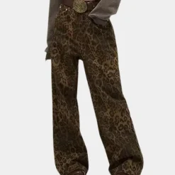 Broeken & Rokken Dames*Xenobia - Dames modieuze zomerjeans met print Luipaard