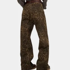 Broeken & Rokken Dames*Xenobia - Dames modieuze zomerjeans met print Luipaard