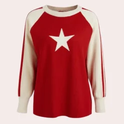 Truien & Vesten Dames*Yaretzi - Trendy Sterrenprint Zomerse Trui voor Dames Rood