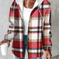 Jassen Dames*Zelina - Lichte geruite jas met capuchon voor dames, perfect voor lente en zomer