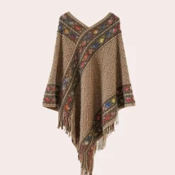 Truien & Vesten Dames*ZOI - Boho Poncho voor dames met trendy V-hals, perfect voor de zomer