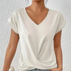 Topjes & Shirts Dames*Zomerse dameshemd met v-hals