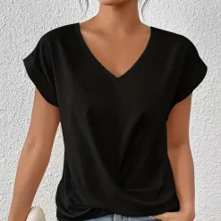 Topjes & Shirts Dames*Zomerse dameshemd met v-hals