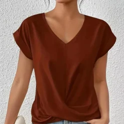 Topjes & Shirts Dames*Zomerse dameshemd met v-hals