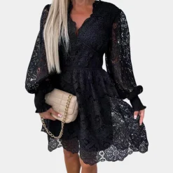 Jurken & Jumpsuits Dames*Zomerse kanten midi-jurk voor dames