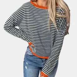 Truien & Vesten Dames*Zomerse klassieke gestreepte damestrui