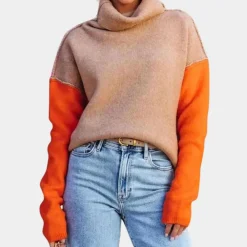 Truien & Vesten Dames*Zomerse kleurbloktrui voor dames Bruin