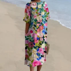 Jurken & Jumpsuits Dames*Zomerse kleurrijke bloemenjurk voor dames