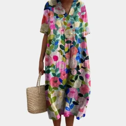 Jurken & Jumpsuits Dames*Zomerse kleurrijke bloemenjurk voor dames