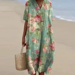 Jurken & Jumpsuits Dames*Zomerse kleurrijke bloemenjurk voor dames